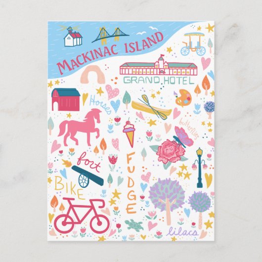 Schattige Mackinac Island Michigan Favoriete dinge Briefkaart (Voorkant)