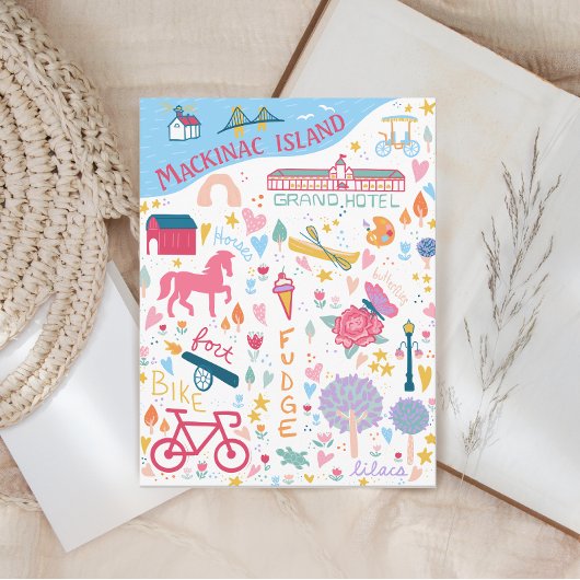 Schattige Mackinac Island Michigan Favoriete dinge Briefkaart