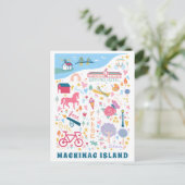 Schattige Mackinac Island Michigan Kaart Favoriete (Staand voorkant)