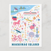 Schattige Mackinac Island Michigan Kaart Favoriete (Voorkant)