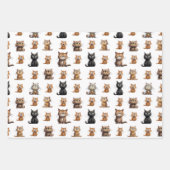 Schattige Mad Angry Zwart Grijs Sinaasappel Cats Inpakpapier Vel (Voorkant 3)