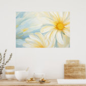 Schattige madeliefje bloem abstract schilderij. poster (Keuken)