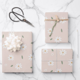 Schattige madeliefjes bloemen & groen inpakpapier vel