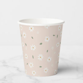 Schattige Madeliefjes Bloemen & Groene Bladeren Papieren Bekers