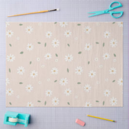 Schattige Madeliefjes Bloemen & Groene Bladeren Tissuepapier
