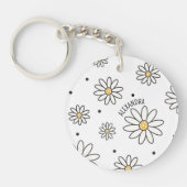 Schattige madeliefjes en Stippen gepersonaliseerde Sleutelhanger (Voorkant)