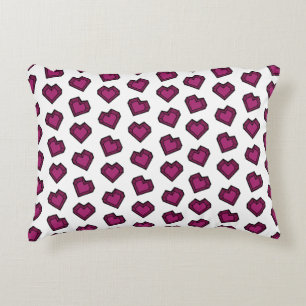 Schattige Magenta Donkerroze Edelsteen Hartpatroon Accent Kussen