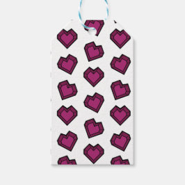 Schattige Magenta Donkerroze Edelsteen Hartpatroon Cadeaulabel