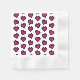 Schattige Magenta Donkerroze Edelsteen Hartpatroon Servet