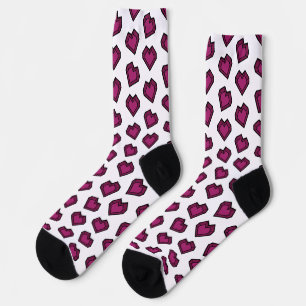Schattige Magenta Donkerroze Edelsteen Hartpatroon Sokken