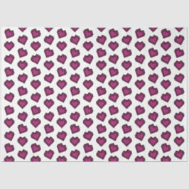 Schattige Magenta Donkerroze Edelsteen Hartpatroon Tissuepapier