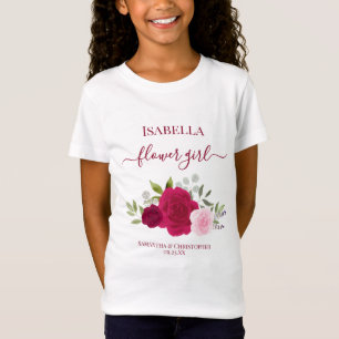 Schattige Magenta Roze Rozen Bloemenmeisje Cadeau  T-shirt