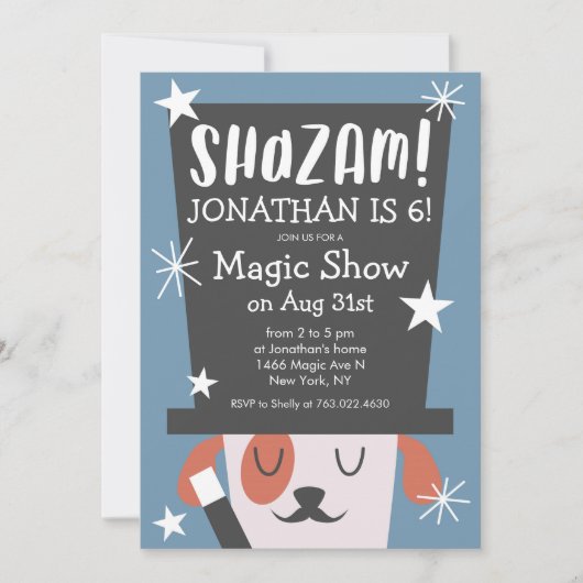 Schattige Magic Show Puppy Magician Verjaardagsfee Kaart (Voorkant)