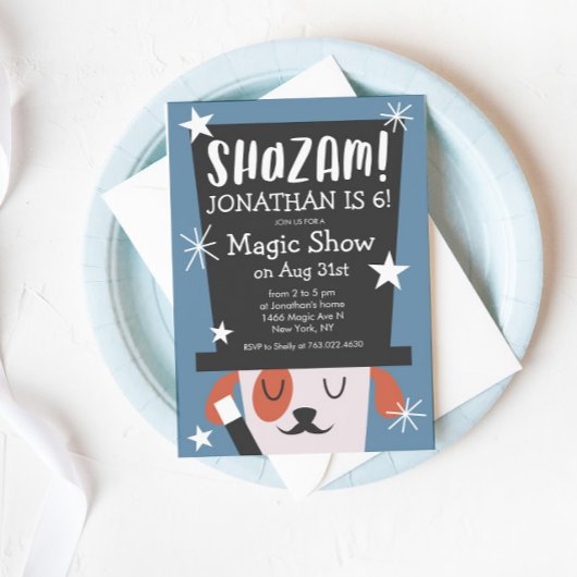 Schattige Magic Show Puppy Magician Verjaardagsfee Kaart