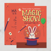 Schattige Magic Show Verjaardagsfeest Uitnodiging (Voorkant / Achterkant)