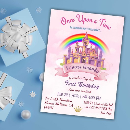 Schattige magisch kasteel regenboog prinses 1e ver kaart