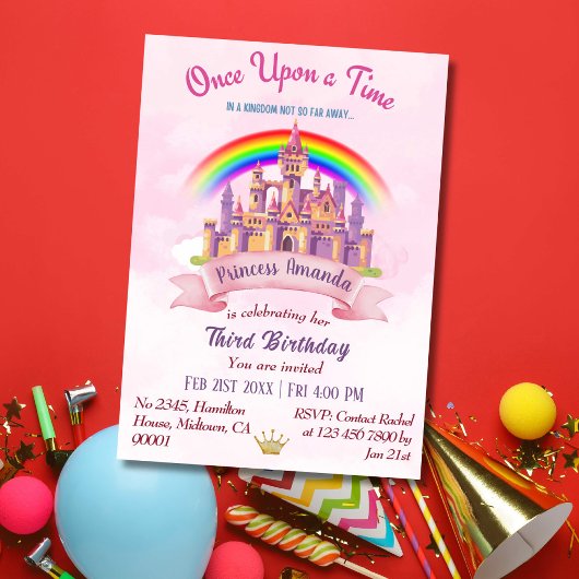 Schattige magisch kasteel regenboog prinses 3e ver kaart