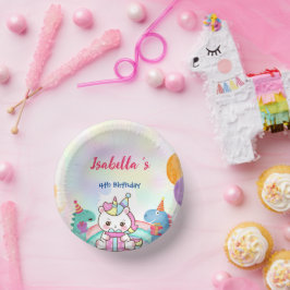 Schattige Magisch Regenboog Dino Eenhoorn Verjaard Papieren Kommen