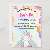 Schattige Magisch Regenboog Eenhoorn Verjaardagsfe Kaart (Voorkant)