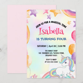 Schattige Magisch Regenboog Eenhoorn Verjaardagsfe Kaart