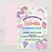 Schattige Magisch Regenboog Eenhoorn Verjaardagsfe Kaart (Voorkant / Achterkant)