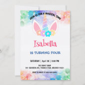 Schattige Magisch Regenboog Eenhoorn Verjaardagsfe Kaart (Voorkant)