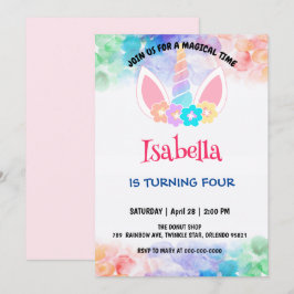 Schattige Magisch Regenboog Eenhoorn Verjaardagsfe Kaart