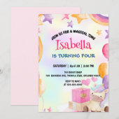 Schattige Magisch Regenboog Eenhoorn Verjaardagsfe Kaart (Voorkant / Achterkant)