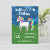 Schattige Magische Eenhoorn 5e Verjaardagsfeestje Kaart (Staand voorkant)