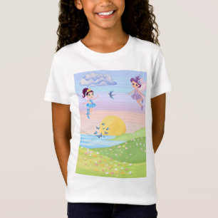 Schattige Magische Feeën Landschap Kinderen Kunst T-shirt