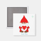 Schattige magische kabouter met hart op wit magneet (Voorkant / Achterkant)