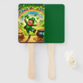 Schattige, magische Leprechaun St. Patrick's Day Handwaaier (Voorkant en achterkant)