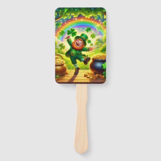 Schattige, magische Leprechaun St. Patrick's Day Handwaaier (Voorkant)