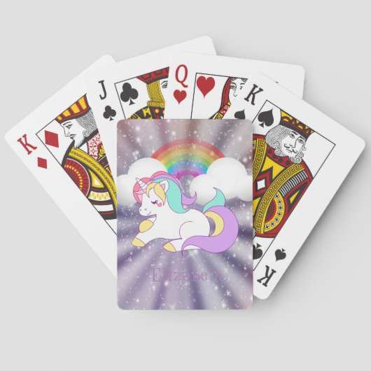 Schattige Magische Unicorn, Regenboog - Gepersonal Pokerkaarten (Achterkant)