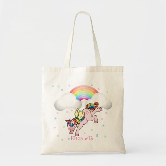 Schattige Magische Unicorn, regenboog, kleurrijke  Tote Bag (Voorkant)