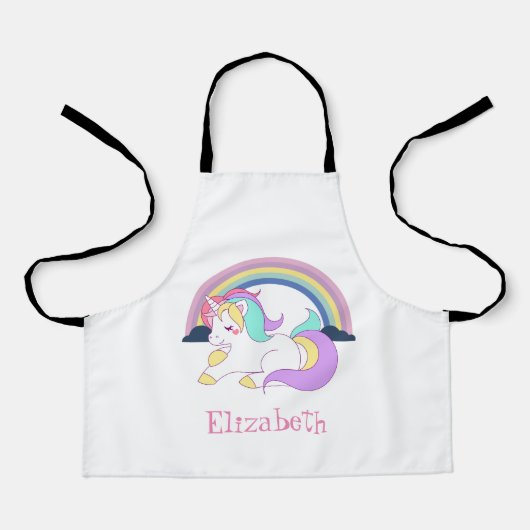 Schattige Magische Unicorn, Regenboog Schort (Voorkant)