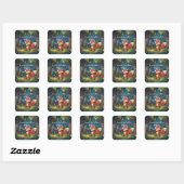 Schattige Magische Vos Vierkante Sticker (Vel)