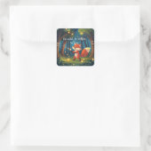 Schattige Magische Vos Vierkante Sticker (Tas)