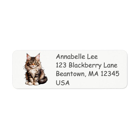 Schattige Maine Coon Cat Label (Voorkant)