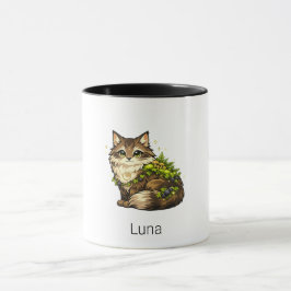 Schattige Maine Coon Kat Aangepaste Naam Twee-Tons Mok