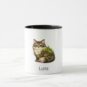 Schattige Maine Coon Kat Aangepaste Naam Twee-Tons Mok