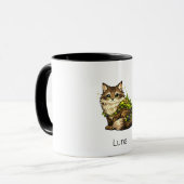 Schattige Maine Coon Kat Aangepaste Naam Twee-Tons Mok (Voorkant links)