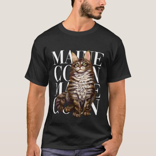 Schattige Maine Coon Kat T-shirt (Voorkant)