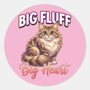 Schattige Maine Coon Valentijn – Grote Pluis Grote Ronde Sticker