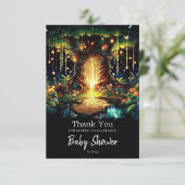 Schattige Majestic Enchanted Forest Baby shower Bedankkaart (Staand voorkant)