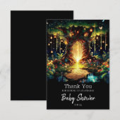 Schattige Majestic Enchanted Forest Baby shower Bedankkaart (Voorkant / Achterkant)