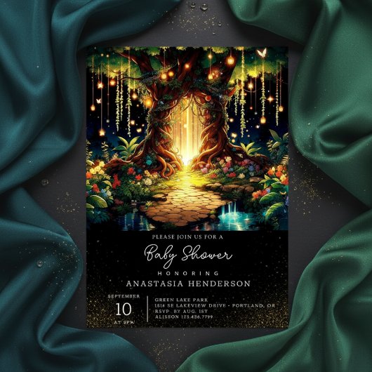 Schattige Majestic Enchanted Forest Baby shower Kaart