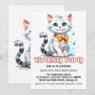 Schattige Majestic Kitty Kat Verjaardagsfeestje Kaart