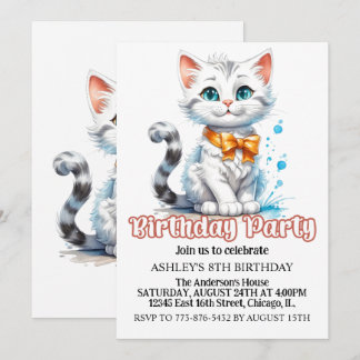 Schattige Majestic Kitty Kat Verjaardagsfeestje Kaart