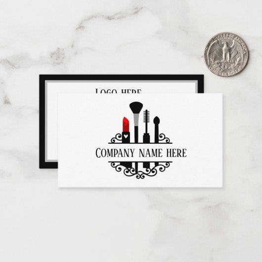 schattige make-up artiest notitiekaartje (Voorkant / Achterkant in situ)